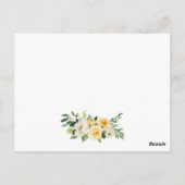 結婚の詳細黄色のフローラ挿入カード ポストカード (裏面)