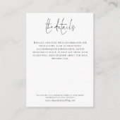 結婚の詳細 エレガントなスクリプト シンプル ブラック ホワイト エンクロージャーカード (正面)