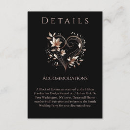 結婚の詳細-バラ金ゴールド花とハート エンクロージャーカード