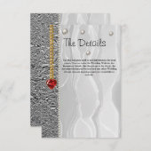 結婚の詳細、ホワイト・シルク&ダイヤモンド&パール・エン エンクロージャーカード (正面/裏面)