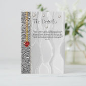 結婚の詳細、ホワイト・シルク&ダイヤモンド&パール・エン エンクロージャーカード (スタンド正面)