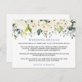 結婚の詳細 ホワイト フラワーズ ダスティーブルー カード (正面/裏面)