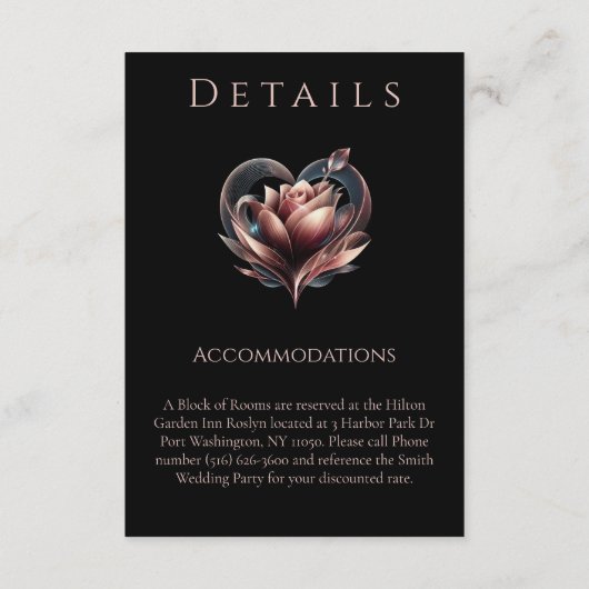 結婚の詳細-モダンなハートのローズ- エンクロージャーカード (裏面)