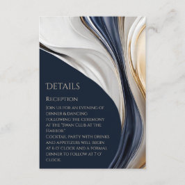 結婚の詳細-モダン抽象芸術ブルー白とゴル エンクロージャーカード