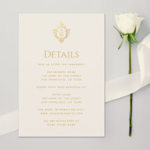 結婚の詳細 モノグラム クレスト ヴィンテージ ゴールド アイボリー