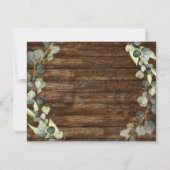 結婚の詳細 ユーカリのグリーン ラスティック ウッド 招待状 (裏面)