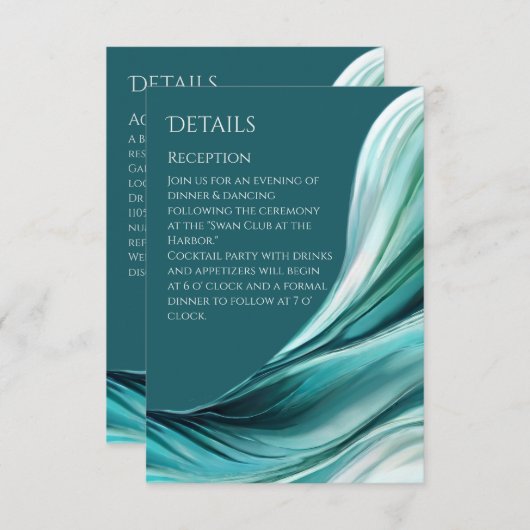 結婚の詳細-抽象芸術モダンエメラルドグリーン –  エンクロージャーカード (正面/裏面)