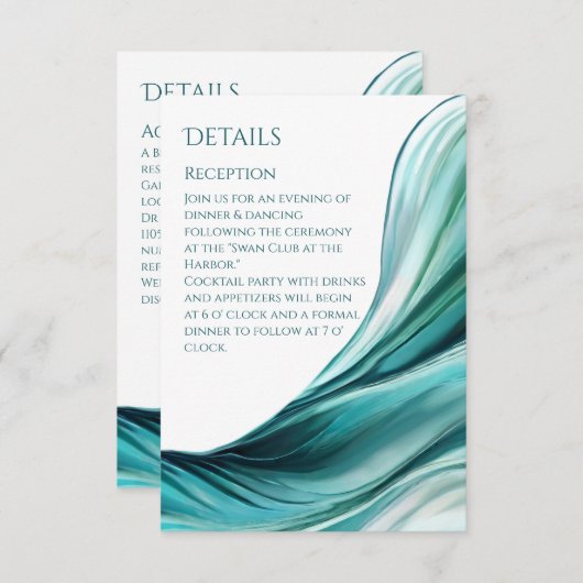 結婚の詳細-抽象芸術モダンエメラルドグリーン –  エンクロージャーカード (正面/裏面)