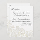 結婚の詳細 挿入 縦-白 花 モダン 招待状 (正面/裏面)