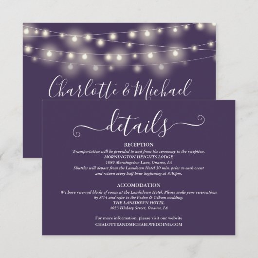 結婚の詳細 春の光 脚本 紫 エンクロージャーカード (正面/裏面)