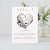 結婚の詳細 – 花モダン付きピンクのハート エンクロージャーカード (スタンド正面)