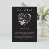 結婚の詳細 – 花モダン付きピンクのハート エンクロージャーカード (スタンド正面)