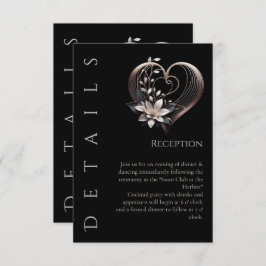 結婚の詳細 – 花モダン付きピンクのハート エンクロージャーカード