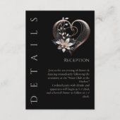 結婚の詳細 – 花モダン付きピンクのハート エンクロージャーカード (正面)