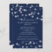 結婚の誓いリニューアルスライバーグリッターネイビーブルー 招待状 (正面/裏面)