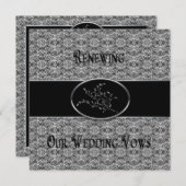 結婚の誓い更新招待状 – ブラック/シルバー 招待状 (正面/裏面)