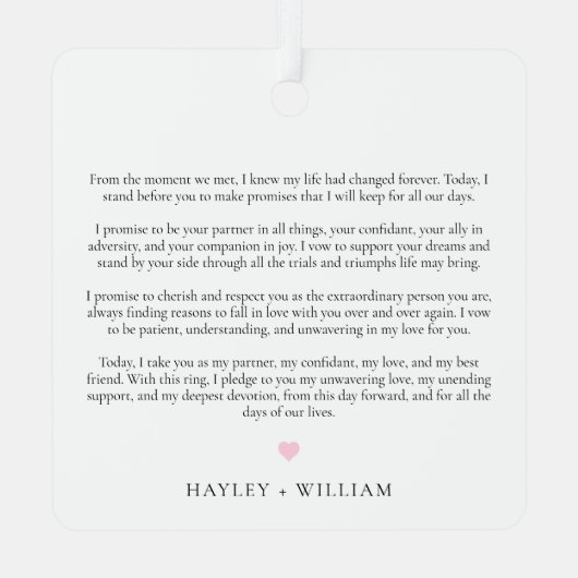 結婚の誓い メタルオーナメント (裏面)