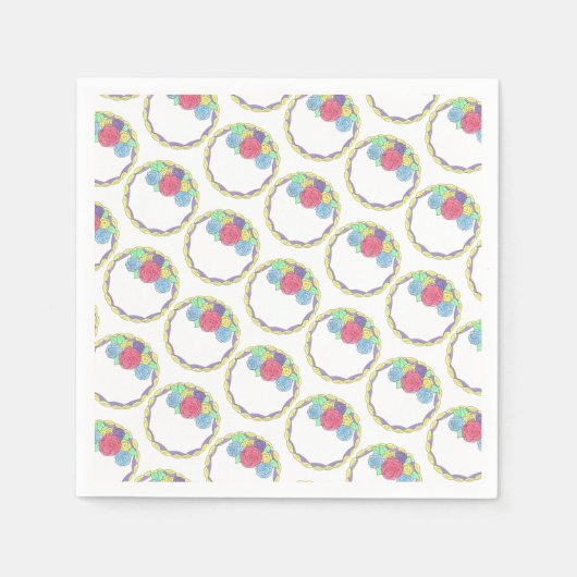 結婚の誕生日ブライダルシャワーフローララウンドケーキ スタンダードカクテルナプキン (正面)