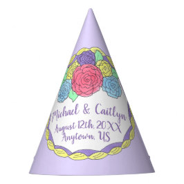 結婚の誕生日ブライダルシャワーフローララウンドケーキ パーティーハット