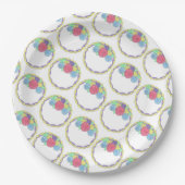 結婚の誕生日ブライダルシャワーフローララウンドケーキ ペーパープレート (正面)