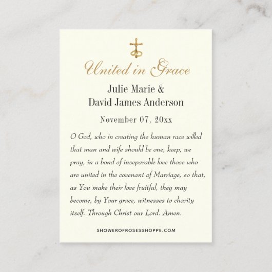 結婚の賛美確認祈りの言葉カード 名刺 (裏面)