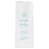 結婚の贈り物パーソナライズされたであるヒトデの青ワインバッグ ワインギフトバッグ (正面)