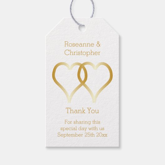 結婚の贈り物ラベル金ゴールドハート ギフトタグ (正面)
