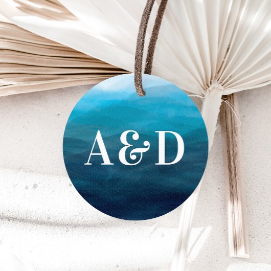 結婚の贈り物ラベル、青海波水色 フェイバータグ