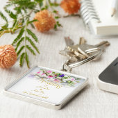 結婚の贈り物 – カラフルのブーケ結婚付き花嫁 キーホルダー (側面)