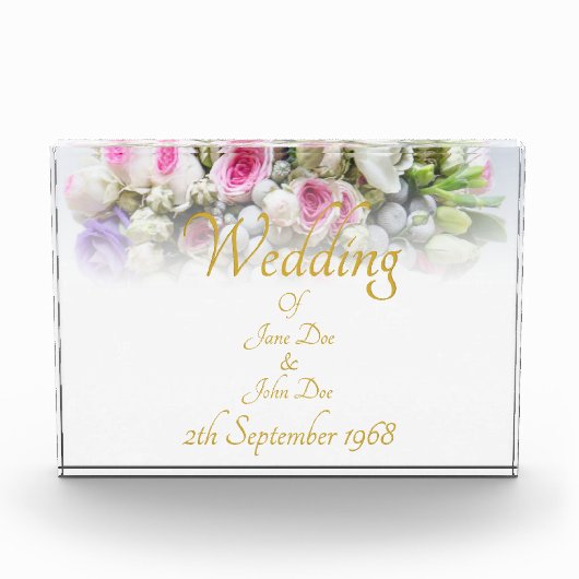 結婚の贈り物 – カラフルのブーケ結婚付き花嫁 フォトブロック (正面)