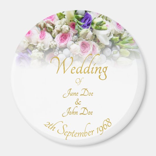 結婚の贈り物 – カラフルのブーケ結婚付き花嫁 マグネット (正面)