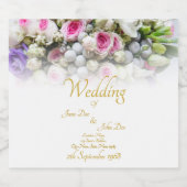 結婚の贈り物 – カラフルのブーケ結婚付き花嫁 リキュールボトルラベル (シングルラベル)