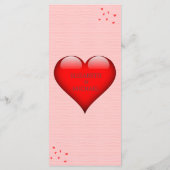 結婚の赤いハートモダンシンプル結婚のメニュー プログラム (裏面)