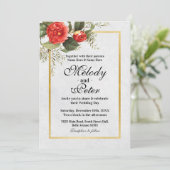 結婚の赤い花金ゴールドグレーフェスティバルクリスマス 招待状 (スタンド正面)