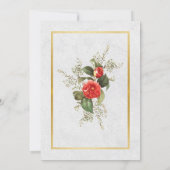 結婚の赤い花金ゴールドグレーフェスティバルクリスマス 招待状 (裏面)