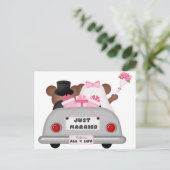 結婚の車 – たった今結婚しました 案内ポストカード (スタンド正面)