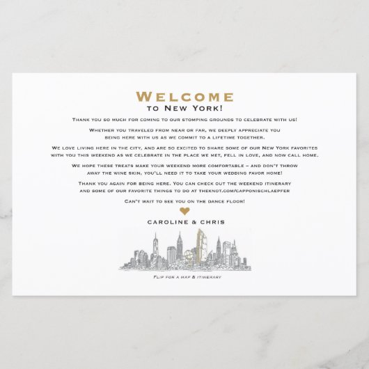 結婚の週末のウェルカムマップの日程 – for SHARON (正面)