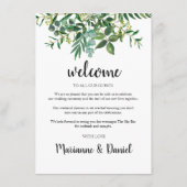 結婚の週末のグリーンリーゲストアジェンダ アドバイスカード (裏面)