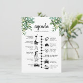 結婚の週末のグリーンリーゲストアジェンダ アドバイスカード (スタンド正面)