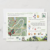 結婚の週末の地図の日程 招待状 (裏面)