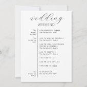 結婚の週末の旅程と歓迎バッグ | タイムライン 招待状 (裏面)