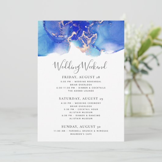 結婚の週末の旅程テンプレートブルーウォーター色 (スタンド正面)