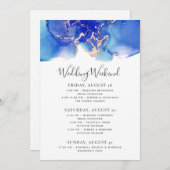 結婚の週末の旅程テンプレートブルーウォーター色 (正面/裏面)