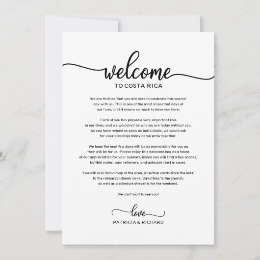 結婚の週末の歓迎と旅程レターシック 招待状 (正面)