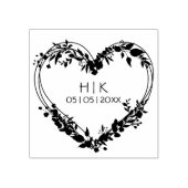 結婚の野草ハートイニシャルと日付 ラバースタンプ (インプリント)