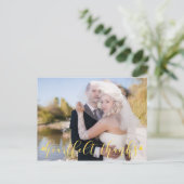 結婚の金ゴールドの感謝してい表裏の写真 ポストカード (スタンド正面)