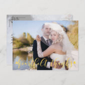 結婚の金ゴールドの感謝してい表裏の写真 ポストカード (正面/裏面)