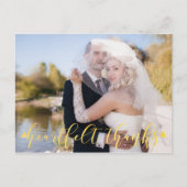 結婚の金ゴールドの感謝してい表裏の写真 ポストカード (正面)