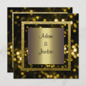 結婚の金ゴールドの新エレガント誘 招待状 (正面/裏面)