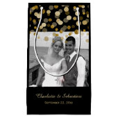 結婚の金ゴールドフェイクグリッタードカスタムット スモールペーパーバッグ (正面)